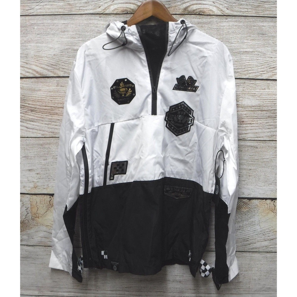 Switch Raincoat Mens Size Medium Hooded Mesh Neck Racing Patches Skinny Fit New